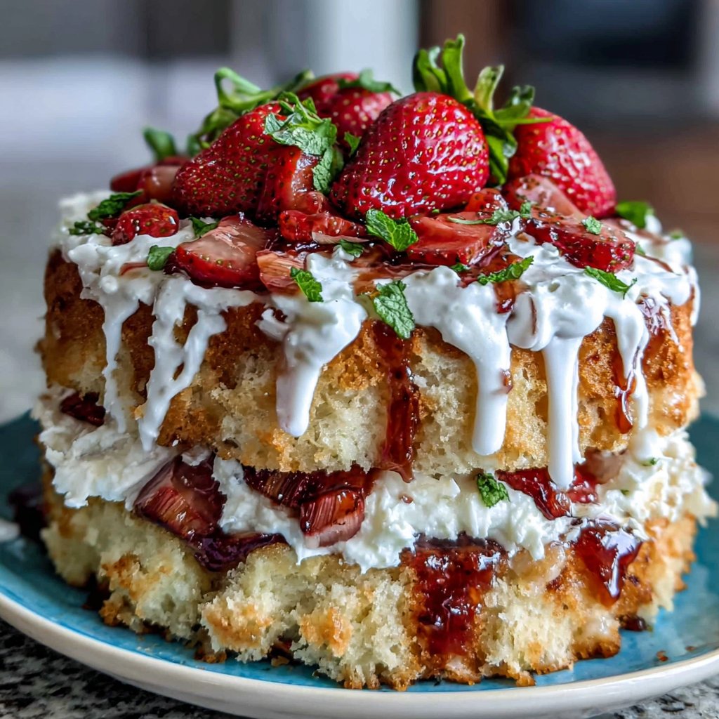 Fluffy Strawberry-Rhubarb Spring Cake
