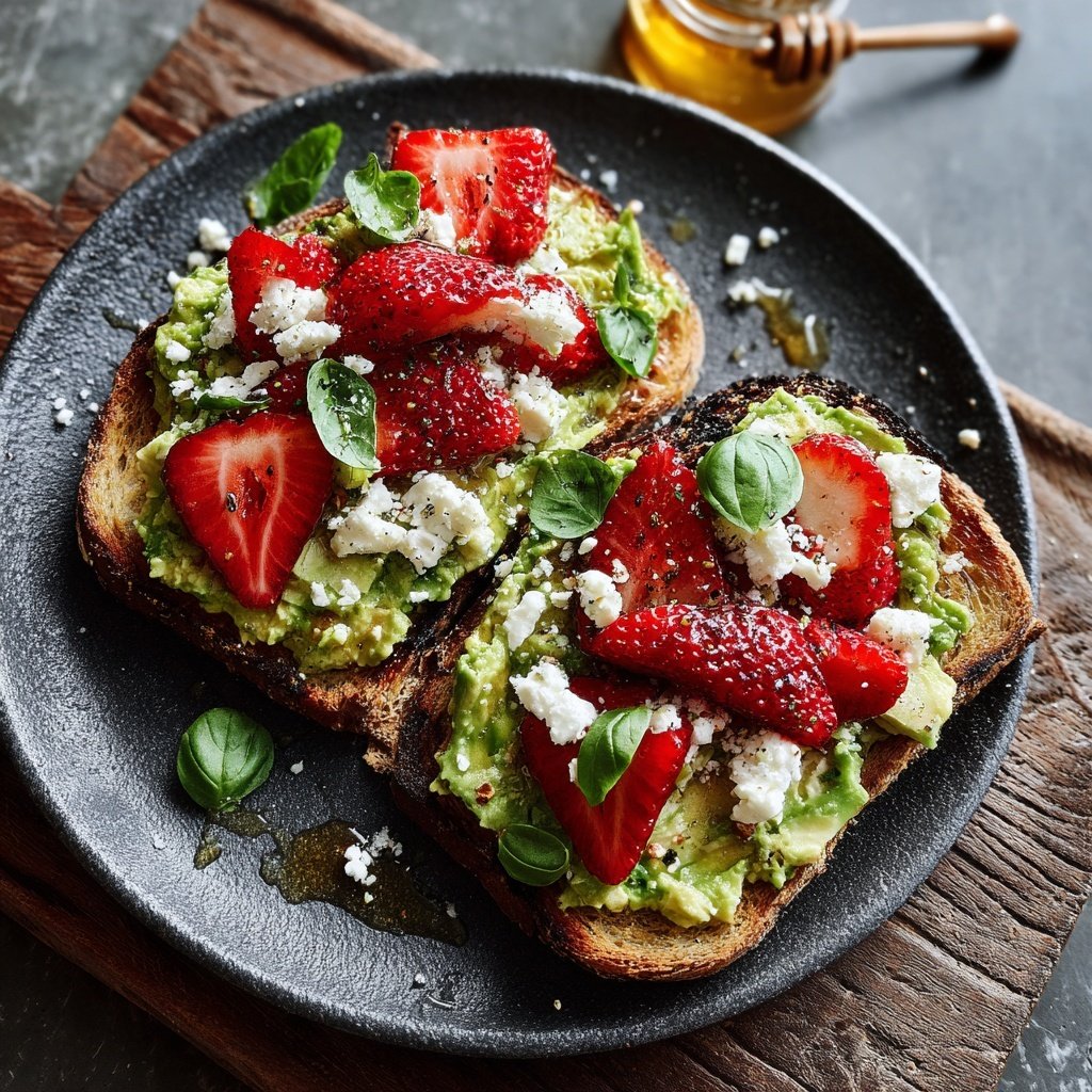 Avocado Strawberry Toast with Feta