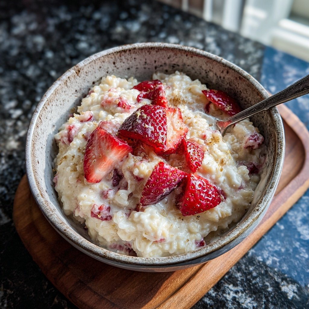 Coconut Strawberry Rice Pudding